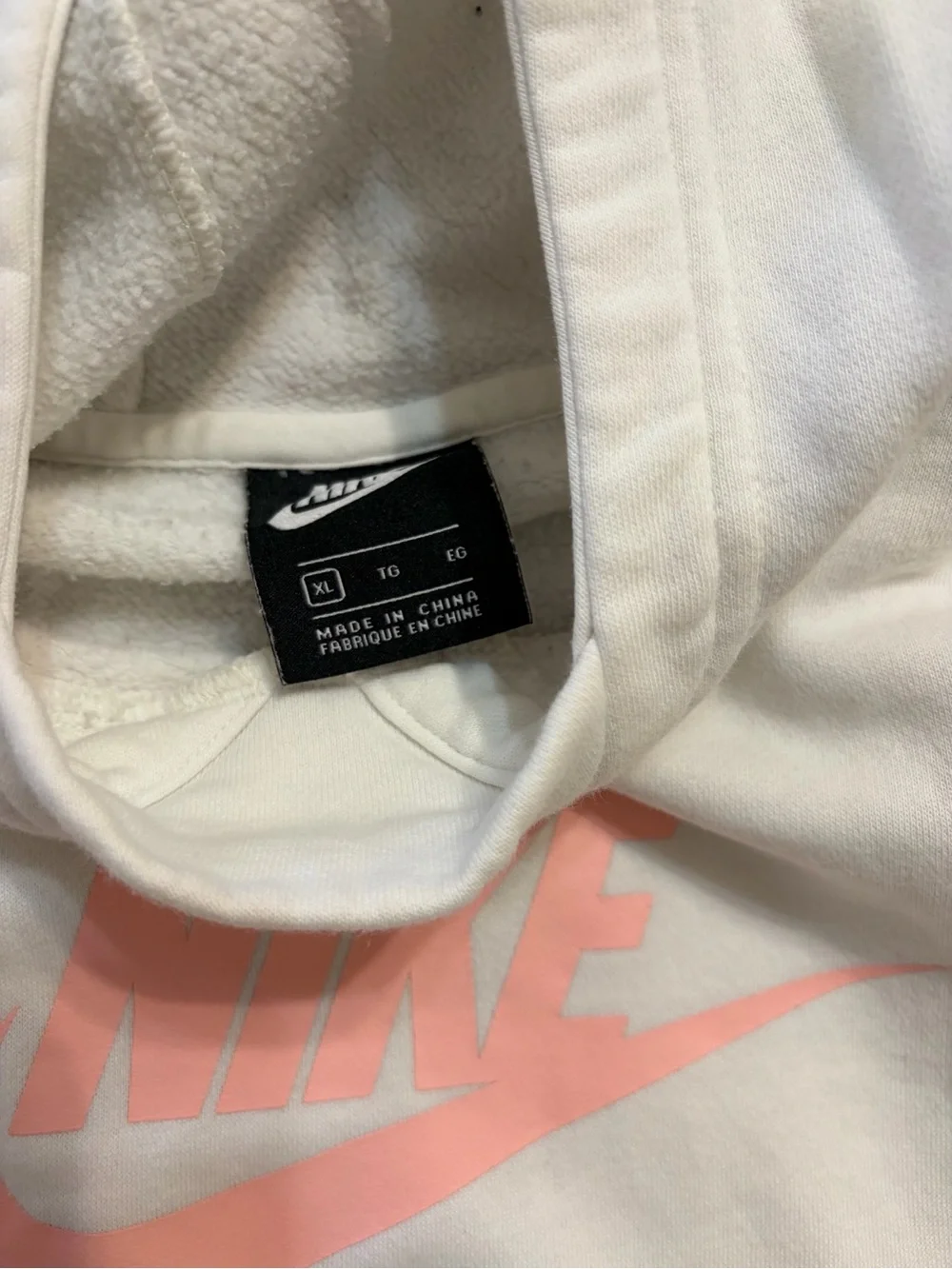 Nike youth White Hoodie with Pink Logo